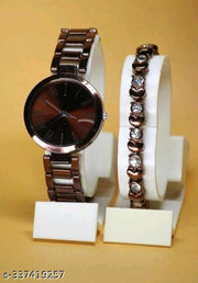 Premium Quality Round Dial Fancy Metal Belt Analog Watch with Heart Designer Diamond Bracelet for Women