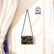 NAKASA Women's Kashmiri Handmade Flower Embroidery Small Blue Clutch Bag