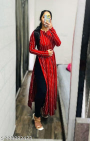 Polyster/Crepe fabric-Anarkali Kurtas