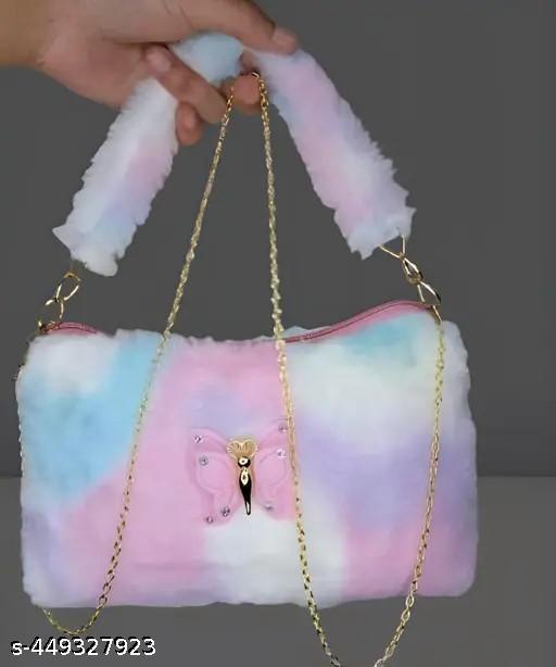 Attractive Sling Bags Combo Mini Handbag Fur Side Purse with Beautiful Butterfly single