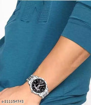Men's steel chain Black Men style Boys Hand watch gents 2023 Luxury Design steel chain new Model