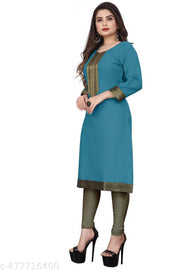 Fashionable Cotton Slub jacquard work Kurti For Women