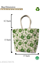 Green Flower Design Canvas Bag
