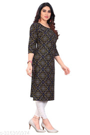 Women Printed Crepe Straight Kurti