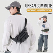 Nylon Waist Bag for Men & Women | Water Resistant Sling Bag with Multiple Pockets | Crossbody Chest Bag for Travel, Gym, Hiking & Daily Use | 30.5 x 5 x 14 cm