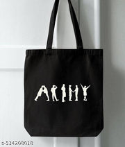 Versatile BTS Inspired Unisex Zip/Zipper Canvas Tote Bag for Casual, College, Travel,Stylish ,Quote,love, flower & Canvas Tote Bag for Girls and Boys - Affordable, Trendy, Durable, Eco-Friendly, Large Capacity and Fashionable Army totebag,handbag