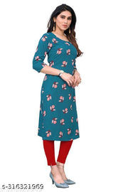 Polyster/Crepe fabric-Women Printed Straight Kurti