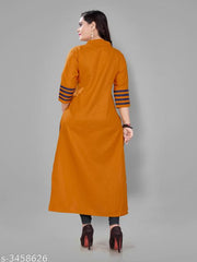 Women Cotton Front Slit Solid Plus Size Kurti