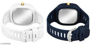 Square Dial Black Blue Grey White Analog Watches with Silicon Strap Stylish ADDI Designer Combo Watch for Mens & Boys