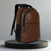 Size: M (15-30L) Zerus Graceful Brown Vegan Leather School bags For Boys Laptop Backpack for men Unisex Kids Bags & Bagpacks For School College Office & Students Beg