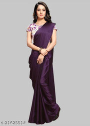 Heavy satin silk with digitel printed blouse saree for stlish women