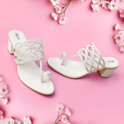Women Modern Stylish Trending Braided Open Toe Solid heels sandals with 2 inch heel Height for Casual, Western Casual, Wedding, Ethnic And Every Occasion