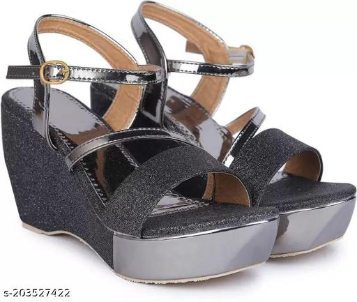 Women Black Wedges  Fashion Sandal