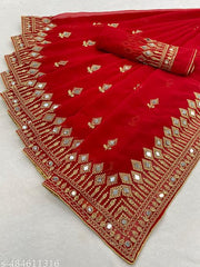 DISHA FASHION DURGA PUJA GEORGETTE BHALO MIRROR WEDDING,PARTY,FESTIVAL WEAR BOLLYWOOD SAREE.