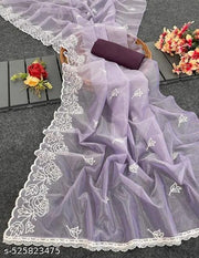 Super Nylon Shining Net Saree Saree with Embroidery work