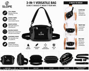 WAIST BAG BLACK TOP HANDLE | 3 IN 1 BAG WITH SLING, BUCKLE AND IN BUILT BELT LOOP | PREMIUM AND LIGHTWEIGHT FABRIC |