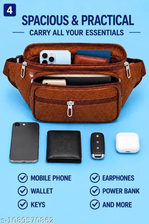 Men’s Premium Multi-Pocket Waist Bag | Crossbody Belt Bag | Travel & Daily Use