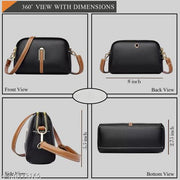 The  black Adjustable Sling - Premium PU Leather with Dual Zipper Compartments