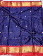 New stylish fancy checks cotton silk saree with contrast blouse for girls and women