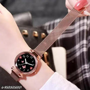 Rose Gold Magnetic Chain magnet strap mash hand watch girls watch for women gift Rose Gold Women Analog Watch - For Girls