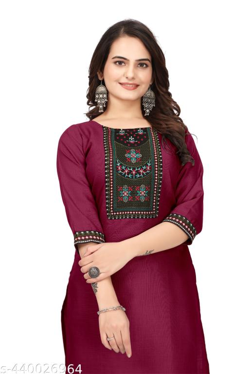 Desigener Kurti New Collection Cotton Blend Stylish New Trendy Embroidered Pattern Casual Kurta for Girls & Women