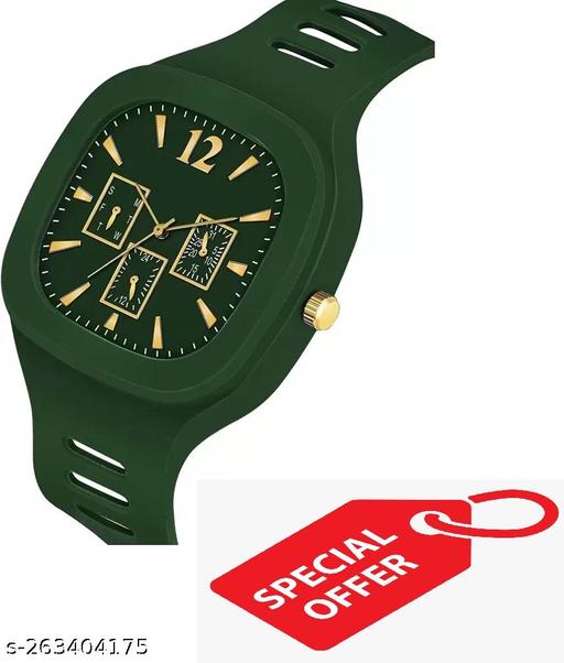 Royal look Branded Silicone Strap Analogue Sports Watch Rectangular Dial New Model 2023 Men Watches Boys Watches Boys Watch Quartz Wrist Watches for Men or Boys