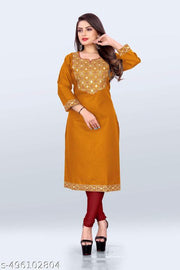 women Heavy Embroidery Real Mirror Work Cotton Kurti