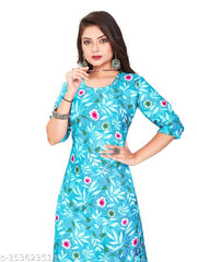 Women Delta Fabric Printed Straight Kurti, Size -S, M, L, XL, XXL, 2XL, XXXL, 3XL, 4XL, 5XL ( New Arrival New Design Fashionable Kurti )