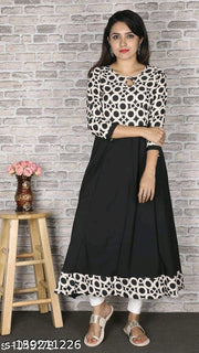 Polyster/Crepe fabric-Woman printed Anarkali kurti's