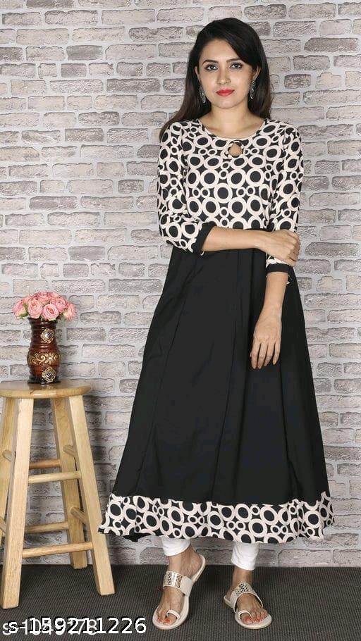Polyster/Crepe fabric-Woman printed Anarkali kurti's