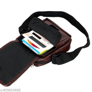 Zerus Unisex PU Leather Sling Bag Black Cross Body Travel Bag for Men & women