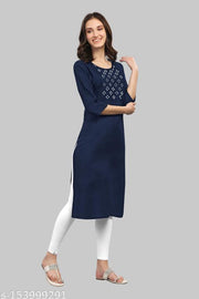 Womens Viscose Rayon Embroidered Straight Kurti Ethnic Wear Traditional Wear