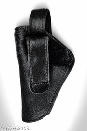 Premium Hair-On Leather 32 Bore Revolver Holster Cover with Secure Button Strap