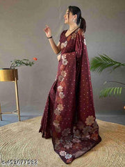 Party wear  Soft Silk  Jacquard Saree With Blouse