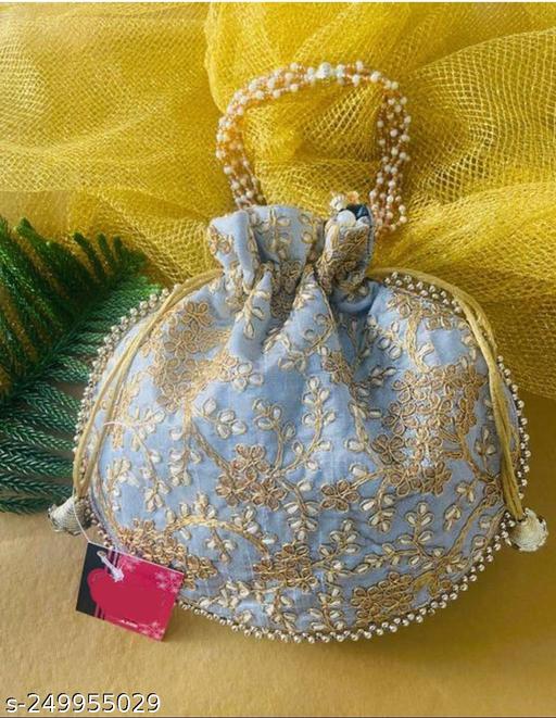 Colorful Women Potli Bag  Rajasthani handmade Traditional Potli Bag Embroidery Work Jaipuri Silk