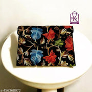 NAKASA Women's Kashmiri Handmade Flower Embroidery Small Black Clutch Bag