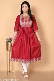 Women Flared Rayon Nayra Cut Kurti for Women & Girls|Women's Kurtas & Kurtis
