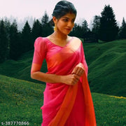 Trendy Chiffon Saree For Women & Girl With Blouse