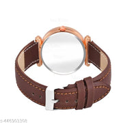 Skoal Analog Round Black Dial ALPHABET S Design Stylish Brown Leather Strap Classic Design Fancy Wrist Watch for Women and Girls, Pack of 1 - ALPHA-S-GEN-RG-BRW-L