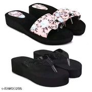 Dr lite sleeper  Girls and Women || Flower Design stylish flip flop || Black Casual Flip flop Women's & Girl's Black color Medium Heel Party wear Flip-flops