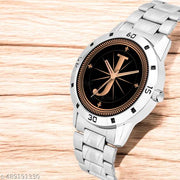 Sky Mart  Analog Round Black Dial ALPHABET J Design Stylish Silver Stainless Steel Strap Classic Design Fancy Wrist Watch for Men and Boys, Pack of 1 - ALPHA-J-AVO-SIL-STL