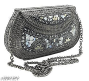 Shakuntala Textiles Handmade Antique Stone Bag Ethnic Clutch - Metal Bag Perfect for Parties, Fits All Cellphone Models