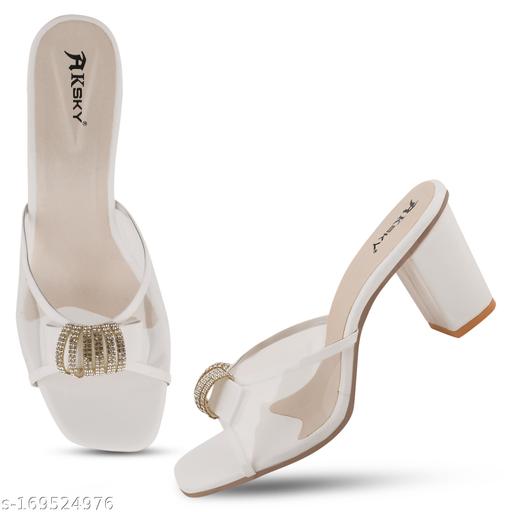 Women White block Heel