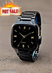 Stylist Explorer & Business Casual Black Dial With Black Steel Chain Belt Watch for Men & Boys