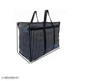 Combo Pack of 2 Canvas & Polyester Shopping Bags Strong Handles Reinforced Handles jhola Bag and Base Heavy Bag/Multipurpose Storage Organizer and with Zipper On Top (Black)