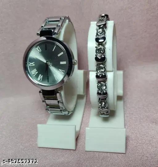 New Women Rosegold Metal Analog Watch With Breaclet Combo girls watches bracelet combo