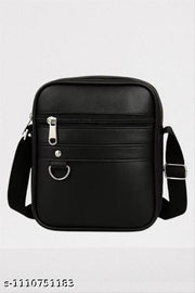 Premium Vintage Black Unisex Crossbody Sling Bag | Stylish Multi-Pocket Side Bag for Men & Women | Durable Travel & Office Sling