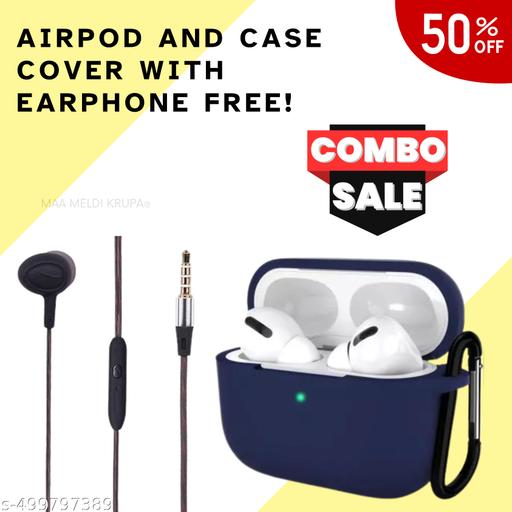 Airpod Pro with Silicon Case True Wireless Bluetooth Earphones with 3 Hours of Playtime with Wired Headphone & Compatible for all Smartphones (White)