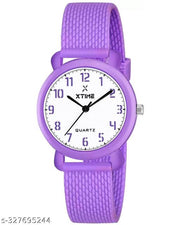 XTIME Analogue Watch Round White Dial & Purple Resin Strap for Boys & Girls