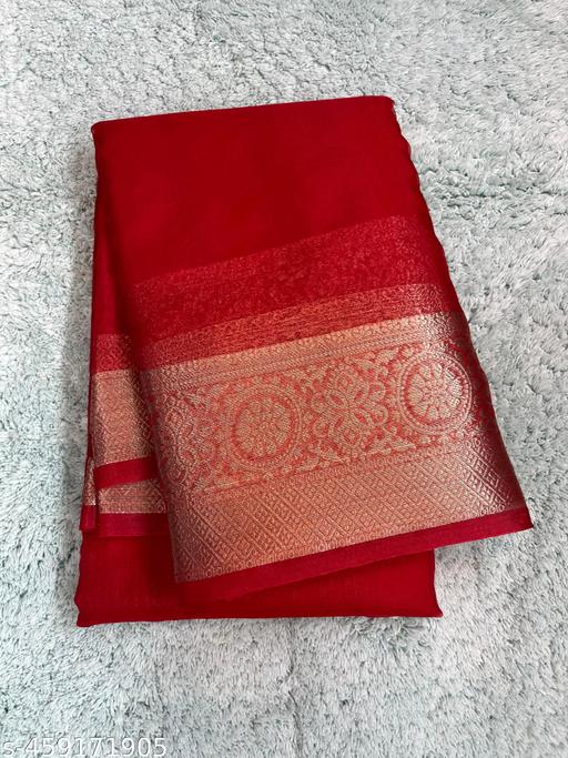 Beautiful Plane Organza Saree (Gala)